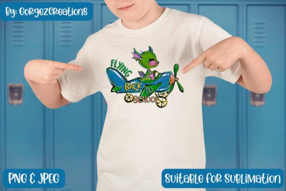 Back to School Dragon in Plane PNG